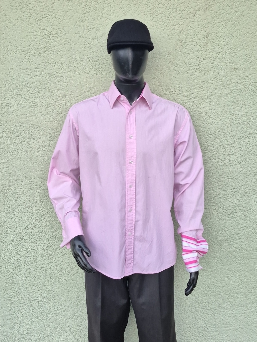 Sean John. (Indonesia) Men's Pink French Cuff Luxury Shirt W/Contrasting Accents